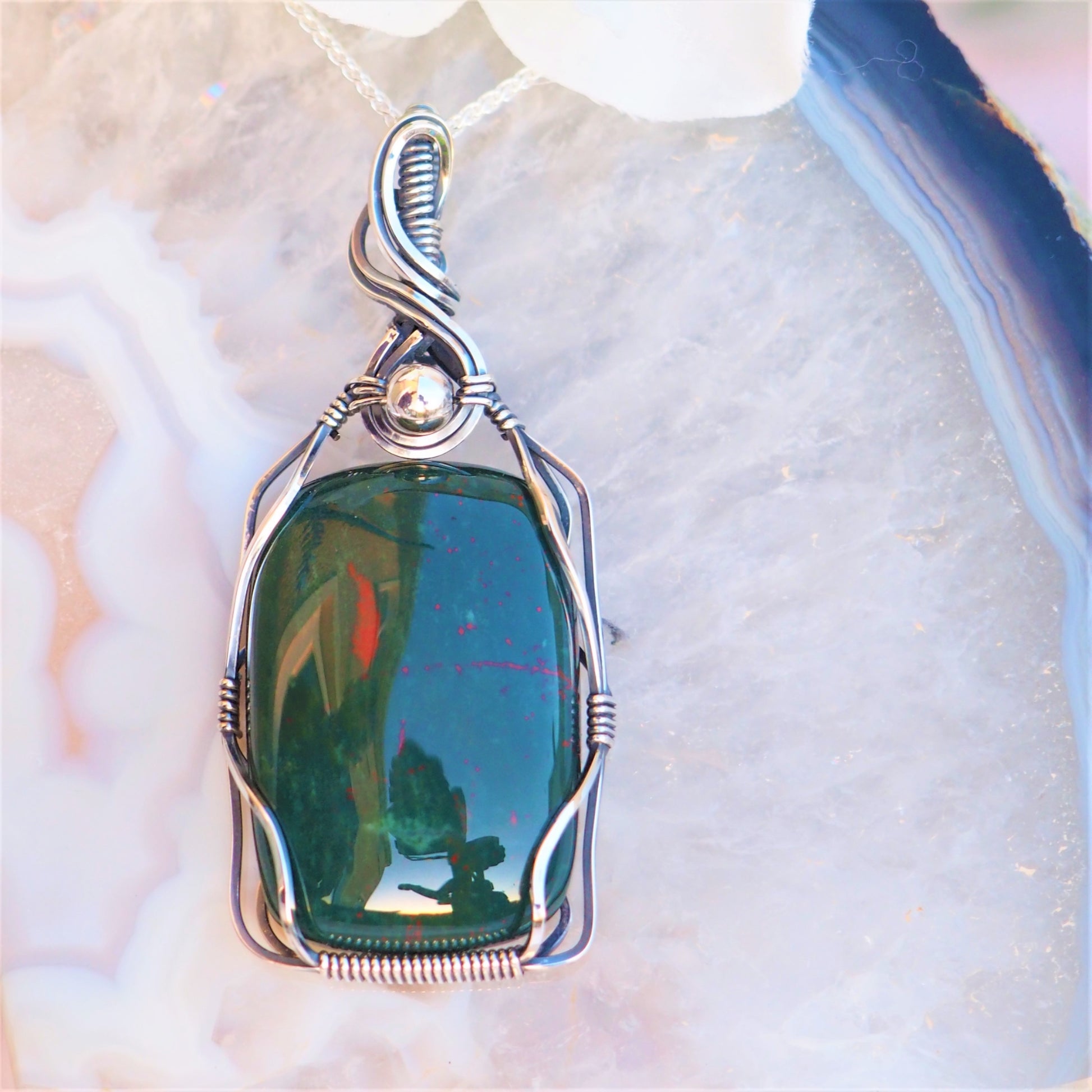 Bloodstone Pendant in Sterling silver