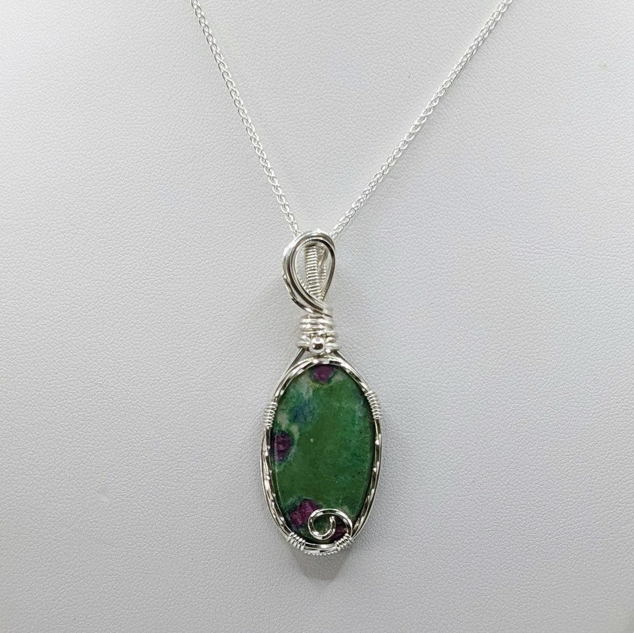 Ruby in Fuchsite wrapped in Sterling Silver